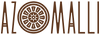 Company logo: “Azomalli” in dark brown sans serif letters, with a stylized mandala as the "O."